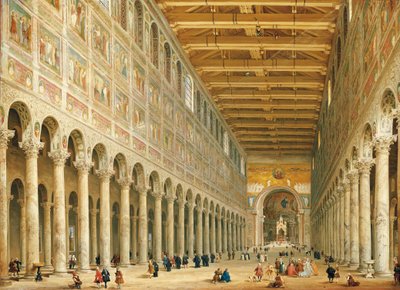 Interiör av San Paolo Fuori le Mura, tittar mot altaret av Giovanni Paolo Pannini