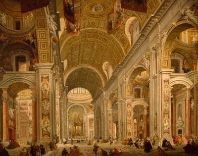 Interiör av Peterskyrkan av Giovanni Paolo Pannini