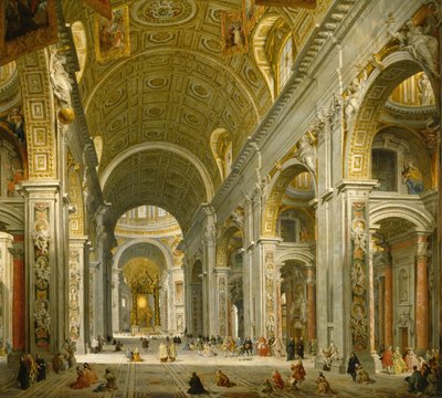 St. Peters interiör, Rom, 1750 av Giovanni Paolo Pannini