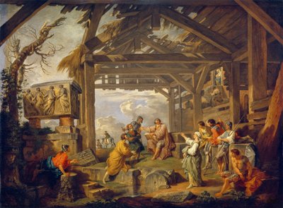 Sibylla av Cumae som profeterar Kristi födelse. Målning av Giovanni Paolo Panini (Pannini) (1691-1765), olja på duk av Giovanni Paolo Pannini