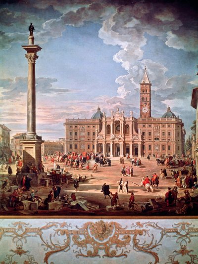Torget och kyrkan Santa Maria Maggiore av Giovanni Paolo Pannini