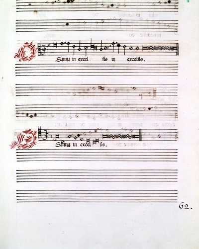 OSANNA-manuskriptet av "Messes of Mantua" av Giovanni Pierluigi da Palestrina (1525 - 1594), italiensk kompositör. av Giovanni Pierluigi da (after) Palestrina