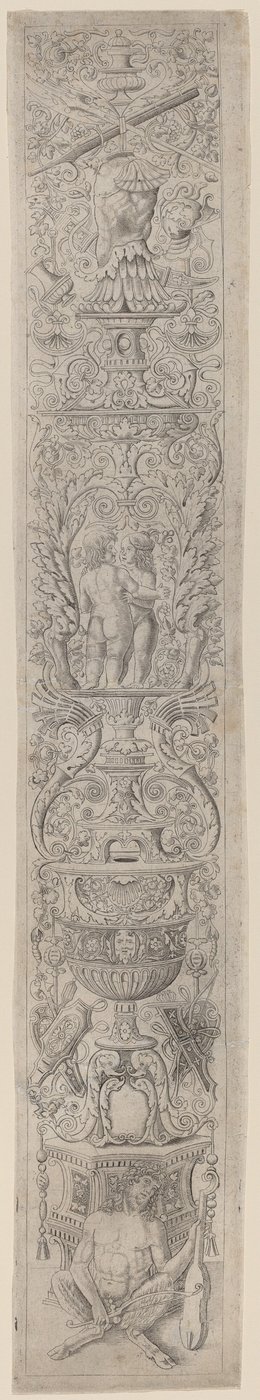 Ornamentpanel: Satyr som håller en fiol av Giovanni Pietro Birago and Zoan Andrea