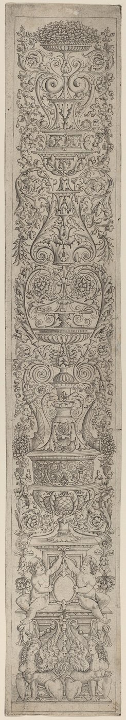 Ornamentpanel: Två sfinxar som stödjer sköldar av Giovanni Pietro Birago and Zoan Andrea