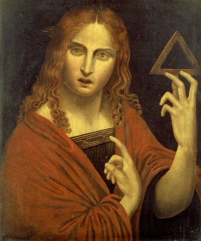Kristus återlösaren håller symbolen för treenigheten (panel) av Giovanni Pietro Rizzoli (school of) Giampietrino