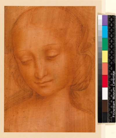 Huvud av en kvinna (krita på papper) av Giovanni Pietro Rizzoli Giampietrino