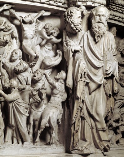 Detalj av relieferna av stolen realiserade av Giovanni Pisano av Giovanni Pisano
