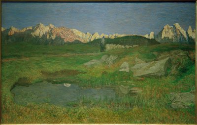Alpinlandskap vid solnedgången av Giovanni Segantini
