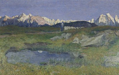 Alplandskap vid solnedgången av Giovanni Segantini