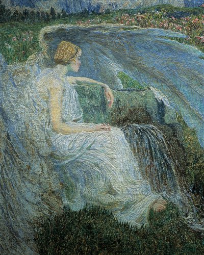 Kärlek vid livets fontän eller älskare vid livets källor, av Giovanni Segantini, detalj av Giovanni Segantini