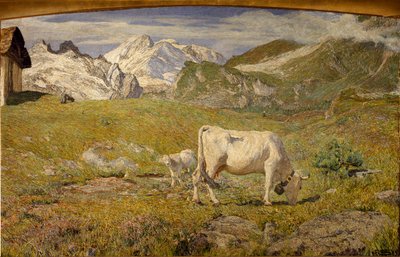 Betesmarker på våren (olja på duk av Giovanni Segantini