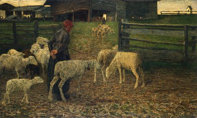 Gå tillbaka till vecket, av Giovanni Segantini (1858-1899) av Giovanni Segantini