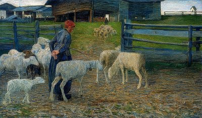 Gå tillbaka till stallet. 1888 av Giovanni Segantini