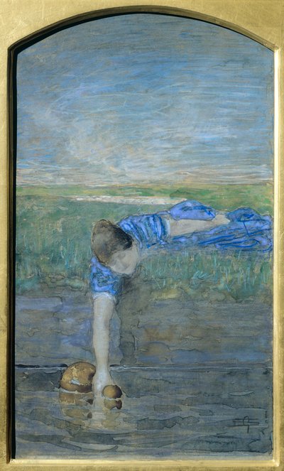 Kvinnor vid floden, av Giovanni Segantini (1858-1899) av Giovanni Segantini