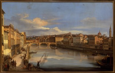 Utsikt över Arno och Ponte Vecchio, Florens av Giovanni Signorini