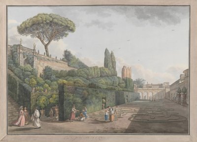 Palazzo Colonnas trädgård, ca. 1780. Skapare: Giovanni Volpato, Louis Ducros. av Giovanni Volpato, Louis Ducros