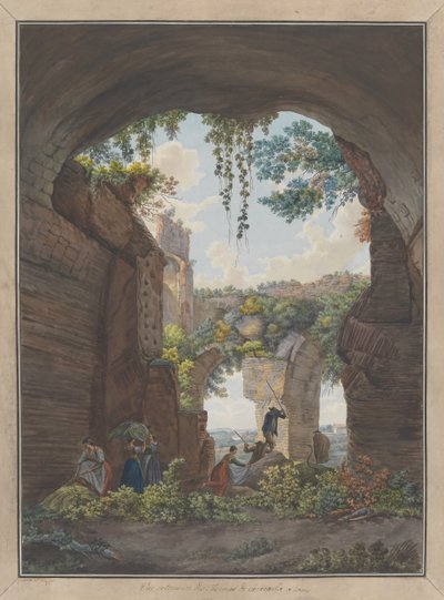 Interiör av baden i Caracalla, ca. 1780. Skapare: Giovanni Volpato, Louis Ducros. av Giovanni Volpato, Louis Ducros