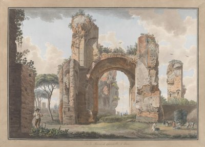 Interiör av baden i Caracalla, ca. 1780. Skapare: Giovanni Volpato, Louis Ducros. av Giovanni Volpato, Louis Ducros