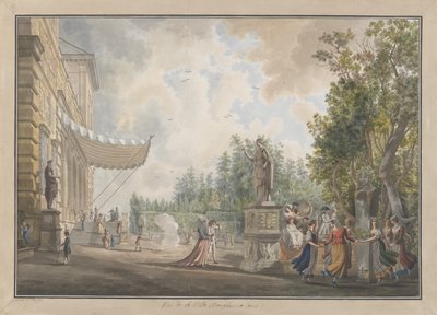 Villa Borghese, ca. 1780. Skapare: Giovanni Volpato, Louis Ducros. av Giovanni Volpato, Louis Ducros