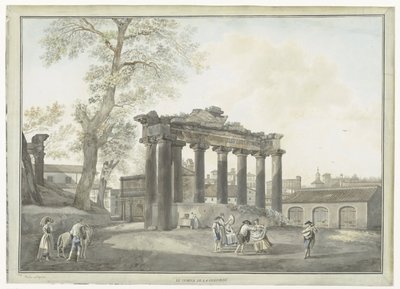 Utsikt över Saturnustemplet i Rom Le temple de la Concorde (titel på objekt) Utsikt över Rom och omgivningar (serietitel) av Giovanni Volpato