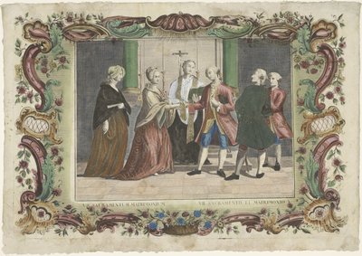 Äktenskapets sakrament VII. sacramentum matrimonium / VII. sacramento el matrimonio (titel på objekt) De sju sakramenten (serietitel) av Giovanni Volpato