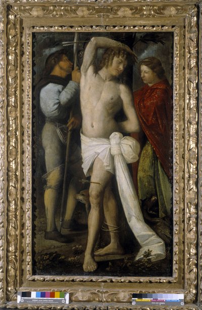 Saint Roch, Saint Sebastian och Saint Margarita (olja på duk) av Giovanni de Busi Cariani
