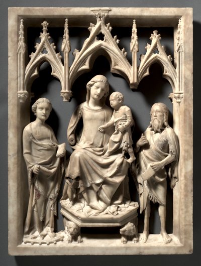 Madonna och barn med de heliga Katarina och Johannes Döparen, ca. 1340-1350. av Giovanni di Agostino