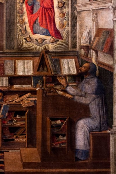 Sankt Hieronymus framträder för Sankt Augustinus, ca 1505-1510 (olja och tempera på duk) av Giovanni di Niccolo Mansueti