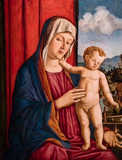 Jungfru med barn, ca 1500-1525 (blandteknik på poppelträ) av Giovanni di Niccolo Mansueti