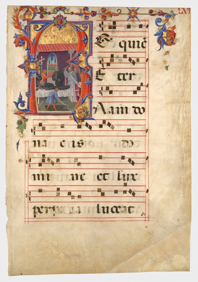 Initiale R: Eine Beerdigungsszene av Giovanni di Paolo
