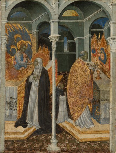 Den mirakulösa nattvarden av Saint Catherine of Siena. av Giovanni di Paolo