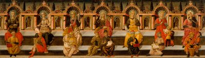 ""de sju liberala konsterna"" (Aritmetik, geometri, musik, astrologi, logik, retorik och grammatik) - De sju liberala konsterna - Målning av Giovanni di Ser Giovanni av Giovanni di Ser Giovanni Scheggia