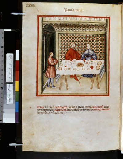 Theatrum sanitatis av Ububchasym de Baldach: "Panis Milij", 1300-talets första decennium (miniatyr) av Giovannino de