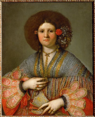 Porträtt av en venetiansk dam (målning på duk) av Girolamo Forabosco