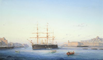 HMS Alexandra i Grand Harbour, Malta av Girolamo Gianni
