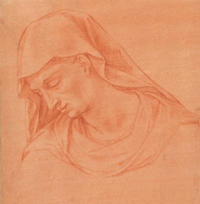 Chef för en sörjande kvinna i profil till vänster, ca. 1575-80. av Girolamo Macchietti