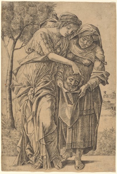 Judith med huvudet av Holofernes av Girolamo Mocetto after Andrea Mantegna