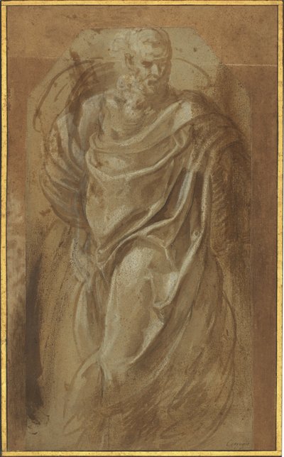 En stående man i klassisk draperi av Girolamo Muziano