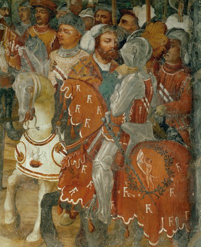 Två deltagare i en turnering (fresco) av Girolamo Romanino