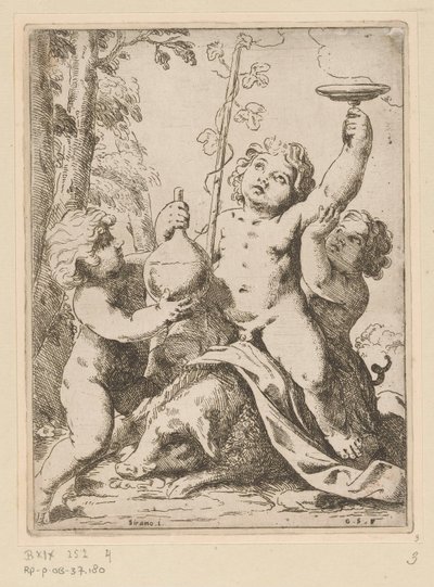 Bacchanal med tre ungdomar av Girolamo Scarselli