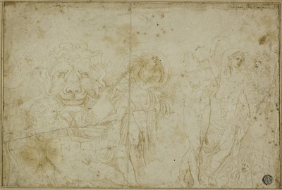 Sarkofag från Blenheim Palace: Bacchanal med lejonhuvud av Girolamo da Carpi