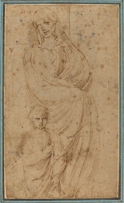 Två figurer av Girolamo da Carpi