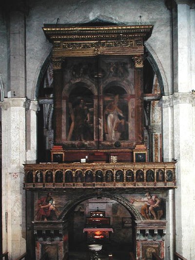 Orgel av St. Andrea, 1525 (olja och bladguld på trä) av Girolamo di Romana