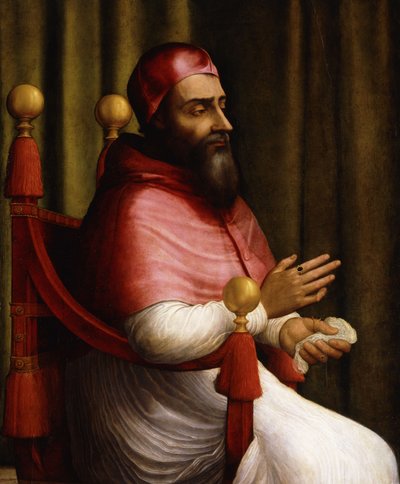 Porträtt av påven Clemens VII, sittande tre fjärdedels längd, av Giuliano Bugiardini