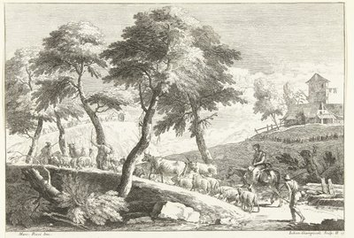 Kuperat landskap med herdar och boskap Italienska landskap (serietitel) av Giuliano Giampiccoli