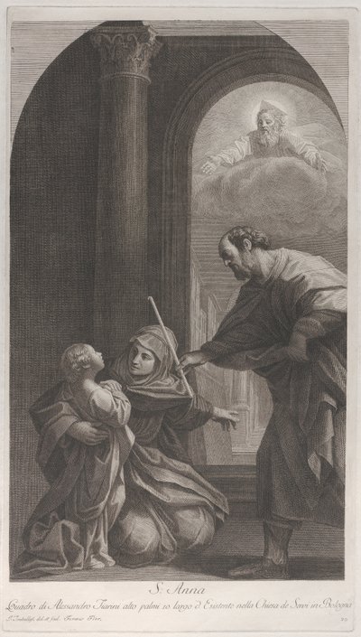 Saint Anne knäböjer och håller jungfrun..., 1760-1800. av Giuliano Traballesi