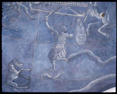Solens väg genom stjärnorna natten till den 4 juli 1442, detalj av Orion och Oxen, från soffiten ovanför altaret, ca 1430 (detalj av 85088) av Giuliano dArrighi Pesello