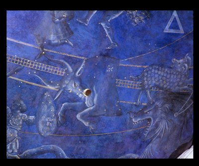 Solens väg genom stjärnorna natten till den 4 juli 1442, detalj av Oxen, från soffiten ovanför altaret, ca 1430 (detalj av 85088) av Giuliano dArrighi Pesello
