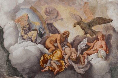 Olympus gudar, Den trojanska hästen, Trojas kammare (Sala di Troia) av Giulio (and workshop) Romano