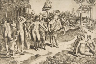 Alexander och Roxana, 1531-76. av Giulio Bonasone